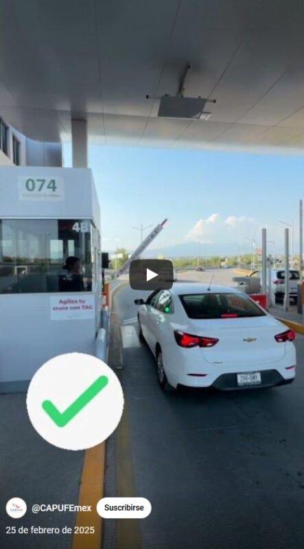 Cruza más rápido con tu TAG y olvídate del efectivo.