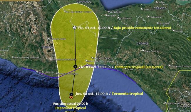 La depresión Once-E podría tocar costas mexicanas esta noche; se reitera a la población el llamado a implementar medidas precautorias