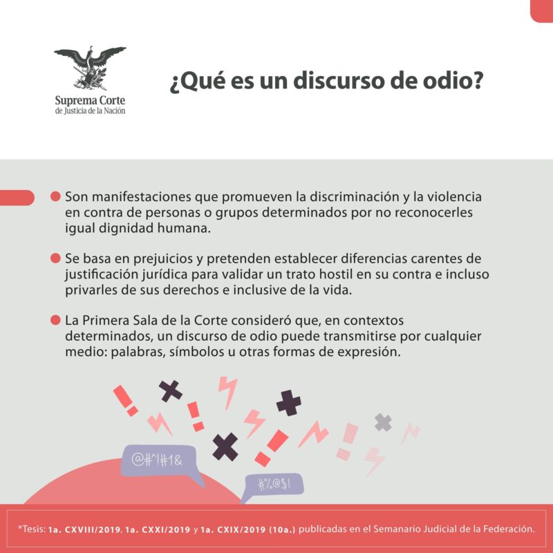 Un discurso de odio puede transmitirse por cualquier medio: palabras, símbolos u otras formas de expresión.