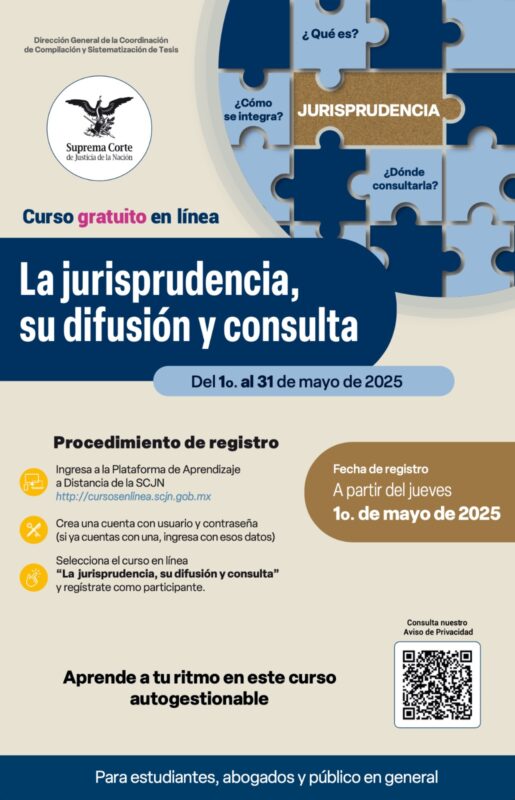 Ya está abierto el registro al Curso en línea “La jurisprudencia, su difusión y consulta”.