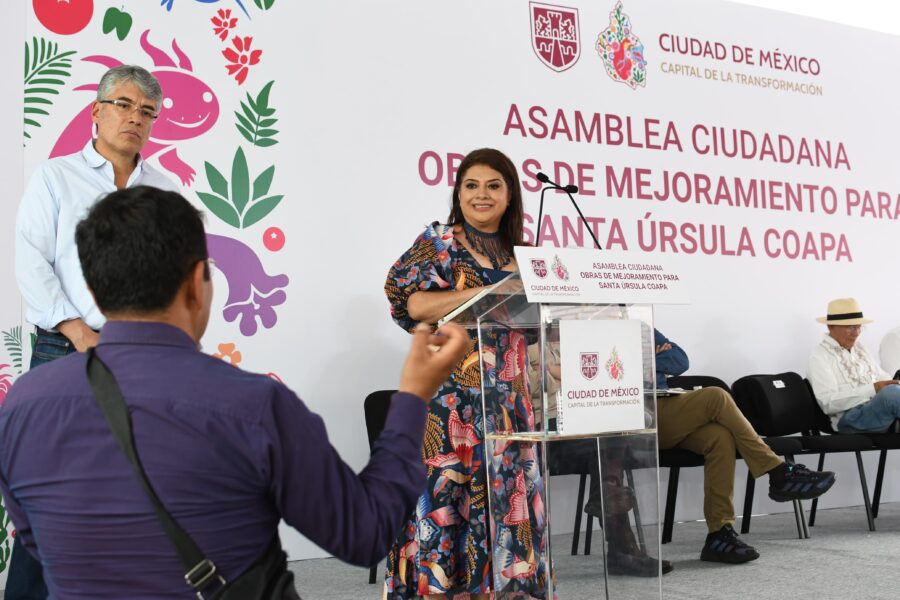 Presenta jefa de Gobierno Clara Brugada en Santa Úrsula Coapa obras de mejoramiento urbano para comunidades de la zona cercana al Estadio Azteca