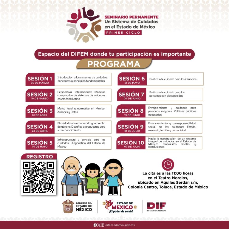 Convoca DIFEM al Seminario para la Construcción de un Sistema de Cuidados para personas dependientes y en condición de discapacidad