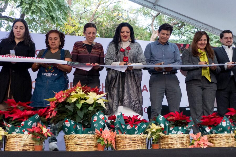 Inauguran el Festival Flores de Nochebuena en Avenida Paseo de la Reforma