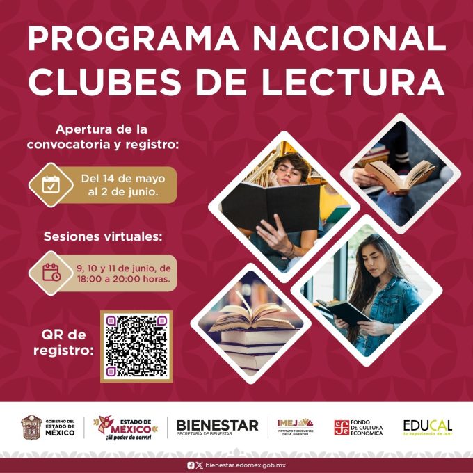 ¡Te gusta la lectura y tienes entre 12 y 29 años! El Gobierno del EdoMéx te invita a los Clubes de Lectura del Fondo de Cultura Económica