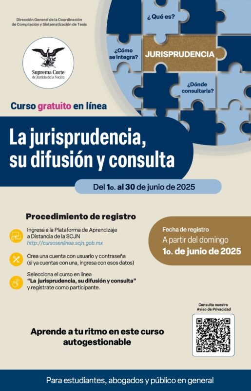Ya está disponible el registro al Curso en línea “La jurisprudencia, su difusión y consulta”
