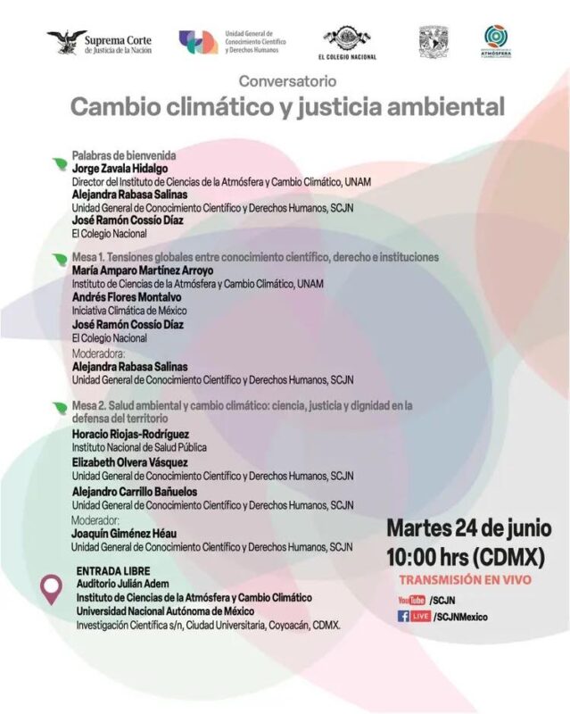 Te invitamos a conocer las actividades y a las y los panelistas que participarán en el Conversatorio "Cambio Climático y justicia ambiental".