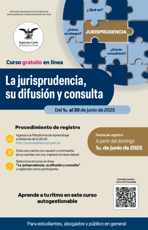 Ya está disponible el registro al Curso en línea “La jurisprudencia, su difusión y consulta”