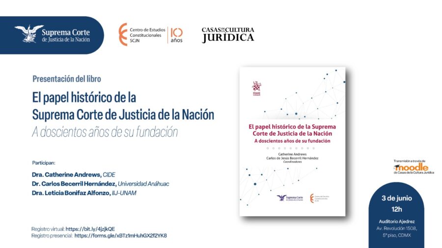 Acompáñanos a la presentación del libro que conmemora los 200 años de #LaCorte, un texto que explica el origen, desarrollo, presente y perspectivas de este Alto Tribunal. El Centro de Estudios Constitucionales y Casas de la Cultura Jurídica, SCJN, invitan.