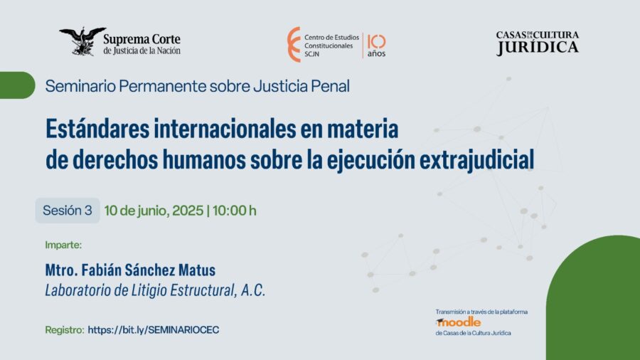 En la próxima sesión del Seminario de Justicia Penal del Centro de Estudios Constitucionales, nos acompañará Fabián Sánchez Matus del Laboratorio de Litigio Estructural, A.C.