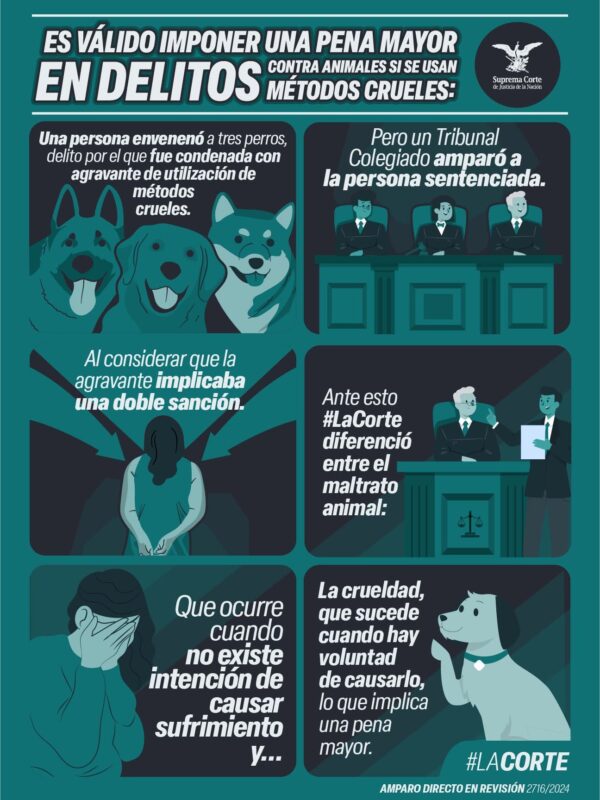 Es constitucional que, en delitos cometidos en contra de animales, se impongan penas mayores cuando además se utilizan métodos crueles: #LaCorte.