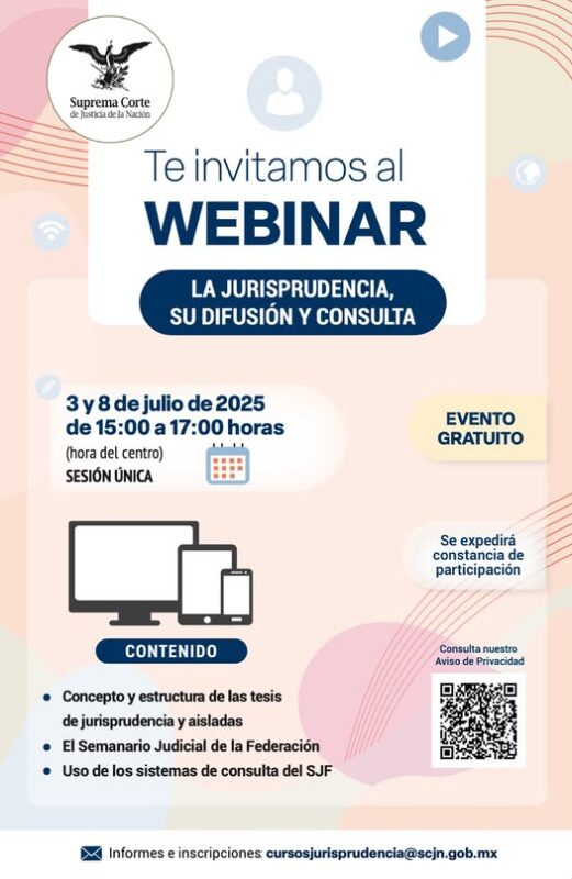 ¿Utilizas el Semanario Judicial de la Federación en tu actividad profesional?  Inscríbete al Webinar “La Jurisprudencia su difusión y consulta” y conoce las herramientas que te permitirán aprovecharlo al máximo.