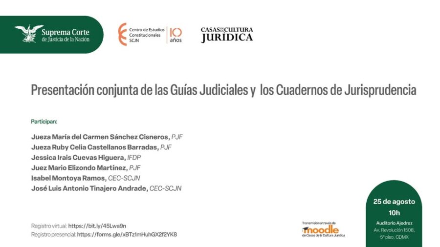 El Centro de Estudios Constitucionales y la Unidad de Consolidación del Sistema Penal Acusatorio presentan conjuntamente las Guías Judiciales y los #CuadernosDeJurisprudencia de la línea de justicia penal.