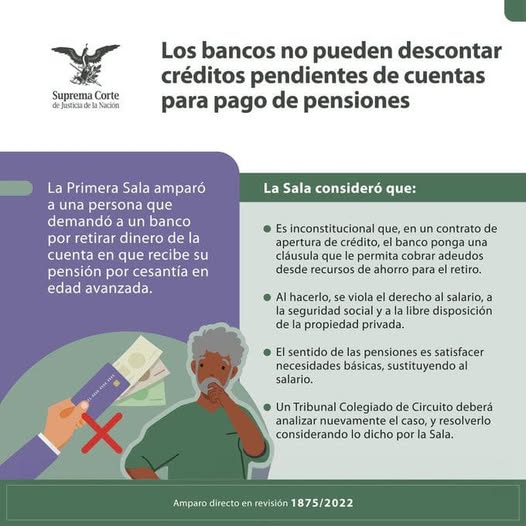 Recuerda que los bancos no pueden retirar dinero de las cuentas donde las personas reciben su pensión.
