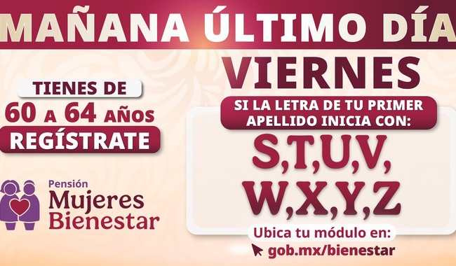 A 2 días de que concluya registro, exhorta secretaria Ariadna Montiel a inscribirse a la Pensión Mujeres Bienestar